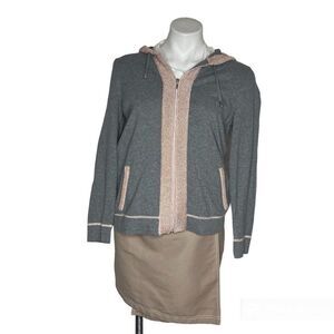 CHICOS Zenergy Cotton Cashmere-Blend Shine-Border Jacket Size 1 P US Medium